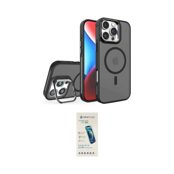 ieg™ iPhone 16 Pro Kılıf Akış Form - Şeffaf Pasifik Cam Ekran Koruyucu