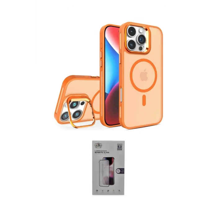 ieg™ iPhone 16 Pro Kılıf Akış Form - Siyah Bilvis 3D Mat Cam Ekran Koruyucu
