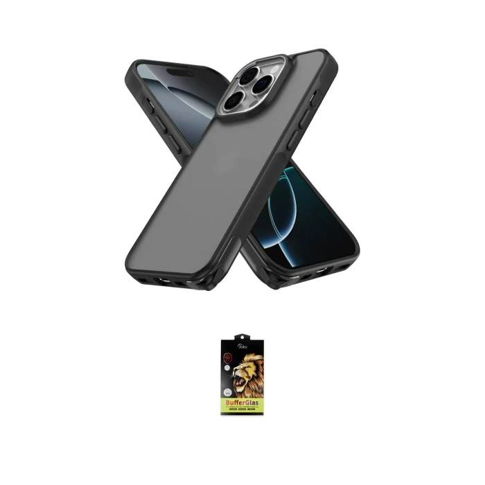 ieg™ iPhone 16 Pro Kılıf Atlas Form - Siyah Buffer Cam Ekran Koruyucu