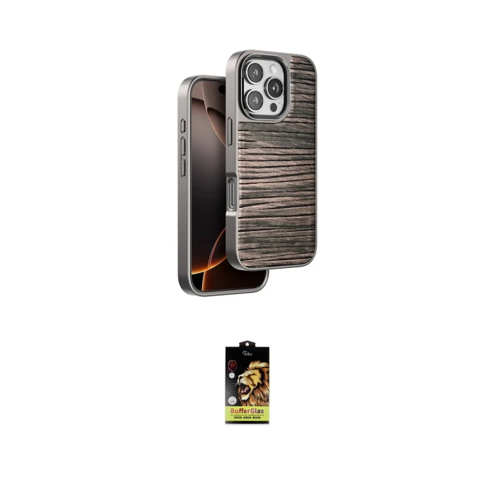 ieg™ iPhone 16 Pro Kılıf Atlas Minimal Özel Seri - Siyah Buffer Cam Ekran Koruyucu