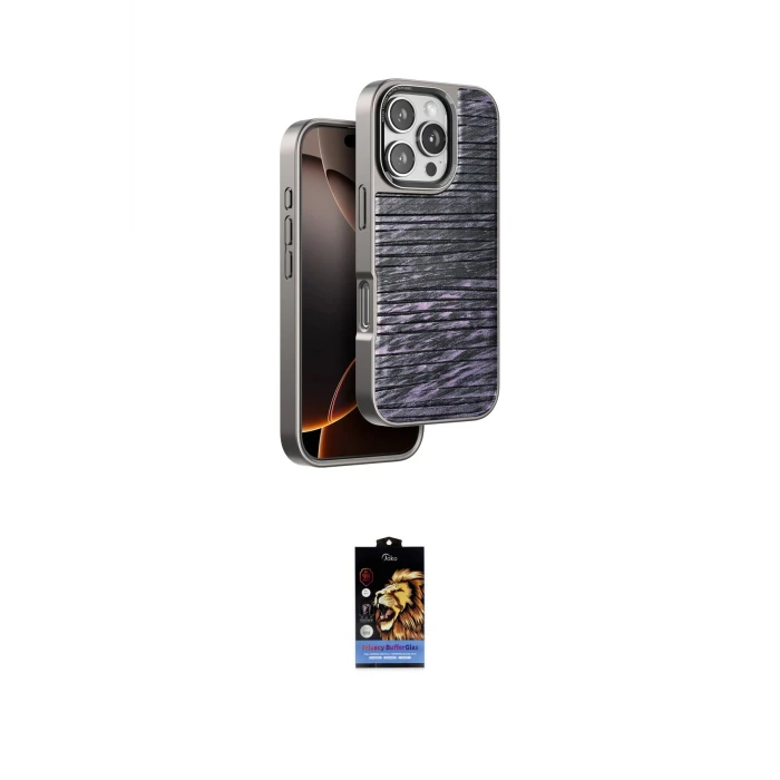 ieg™ iPhone 16 Pro Kılıf Atlas Minimal Özel Seri - Siyah Buffer Hayalet Cam Ekran Koruyucu