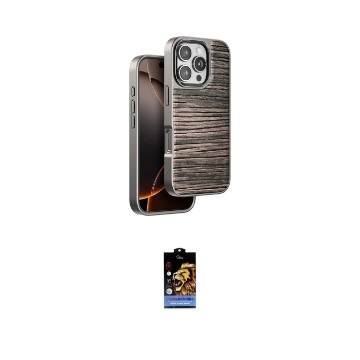 ieg™ iPhone 16 Pro Kılıf Atlas Minimal Özel Seri - Siyah Buffer Hayalet Cam Ekran Koruyucu