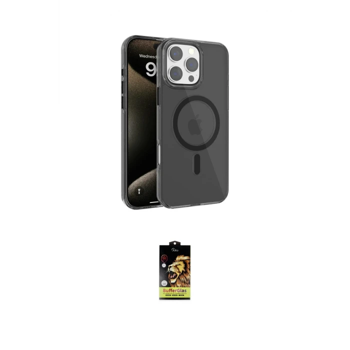ieg™ iPhone 16 Pro Kılıf Doruk Doku Özel Seri - Siyah Buffer Cam Ekran Koruyucu