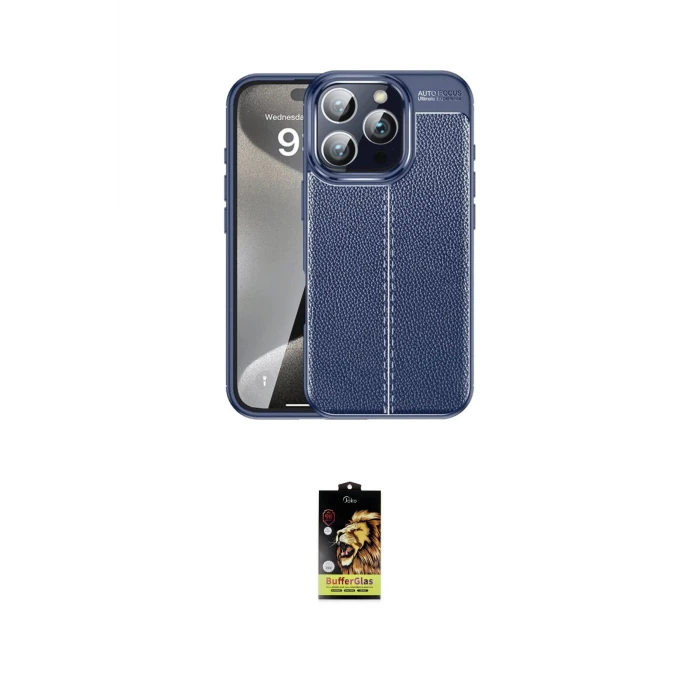 ieg™ iPhone 16 Pro Kılıf Doruk Klasik Özel Seri - Siyah Buffer Cam Ekran Koruyucu