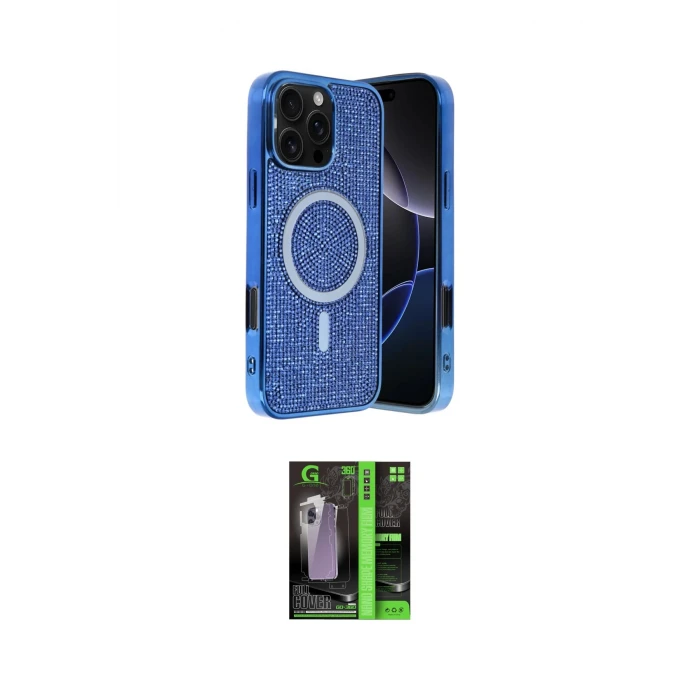 ieg™ iPhone 16 Pro Kılıf Eksen Çizgi - Şeffaf 360 Full Body Arka Koruyucu