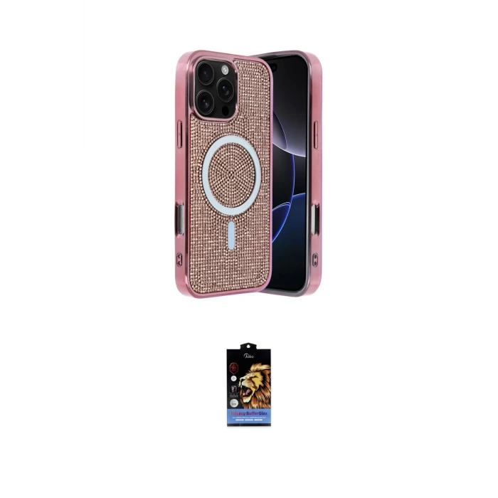 ieg™ iPhone 16 Pro Kılıf Eksen Çizgi - Siyah Buffer Hayalet Cam Ekran Koruyucu