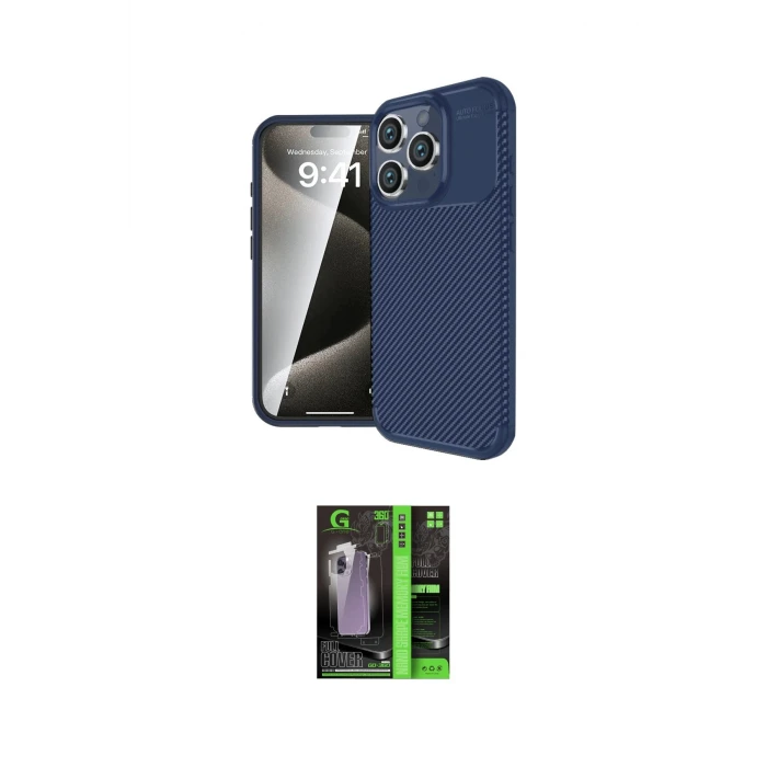ieg™ iPhone 16 Pro Kılıf Eksen Form Prime - Şeffaf 360 Full Body Arka Koruyucu