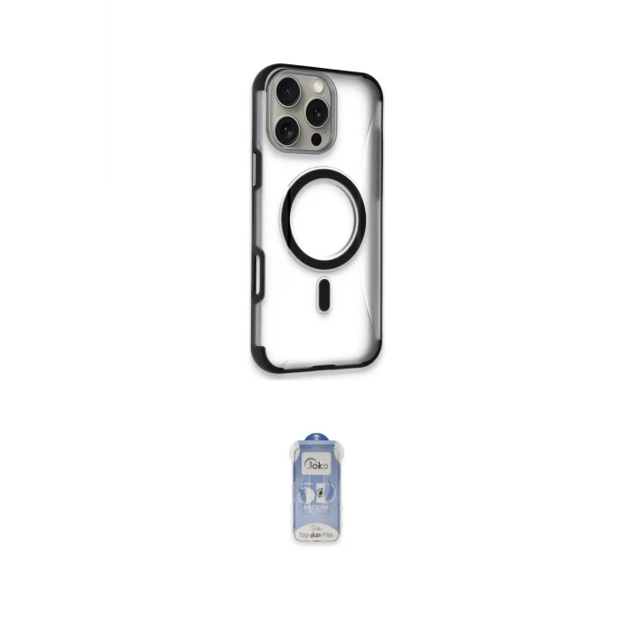ieg™ iPhone 16 Pro Kılıf Eksen Klasik Koleksiyonu - Siyah Joko Magic 5D Cam