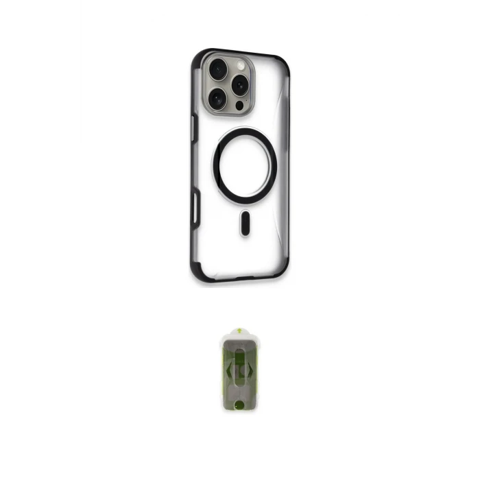 ieg™ iPhone 16 Pro Kılıf Eksen Klasik Koleksiyonu - Siyah Joko Magic 5D Hayalet Cam