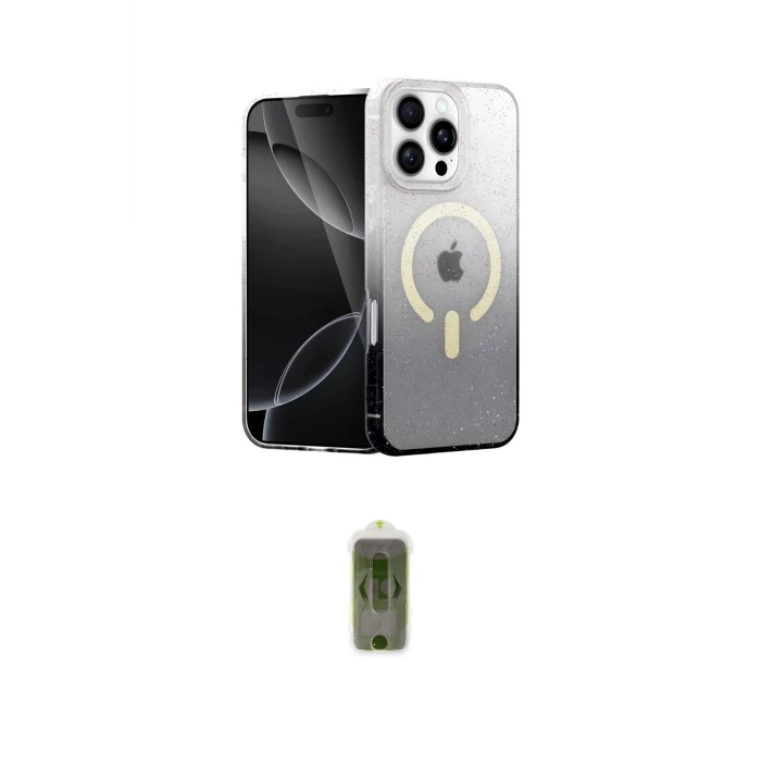 ieg™ iPhone 16 Pro Kılıf Eksen Minimal Özel Seri - Siyah Joko Magic 5D Hayalet Cam