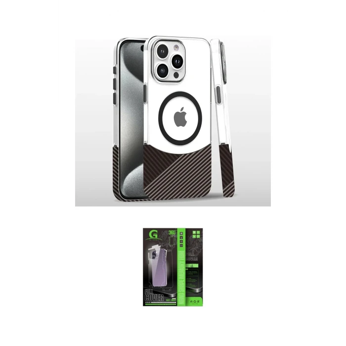 ieg™ iPhone 16 Pro Kılıf İz Asil Prime - Şeffaf 360 Full Body Arka Koruyucu