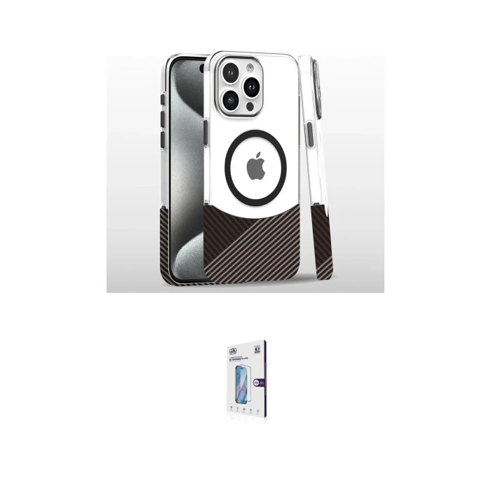 ieg™ iPhone 16 Pro Kılıf İz Asil Prime - Siyah Bilvis 0.18mm Plus Cam Ekran Koruyucu