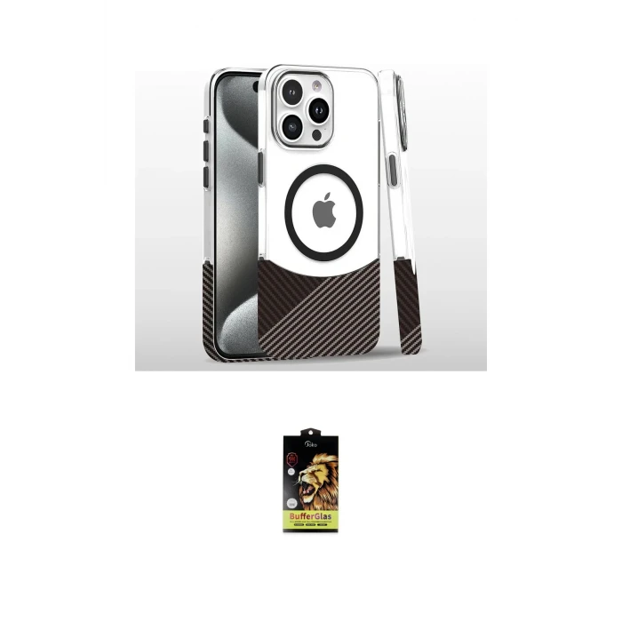 ieg™ iPhone 16 Pro Kılıf İz Asil Prime - Siyah Buffer Cam Ekran Koruyucu