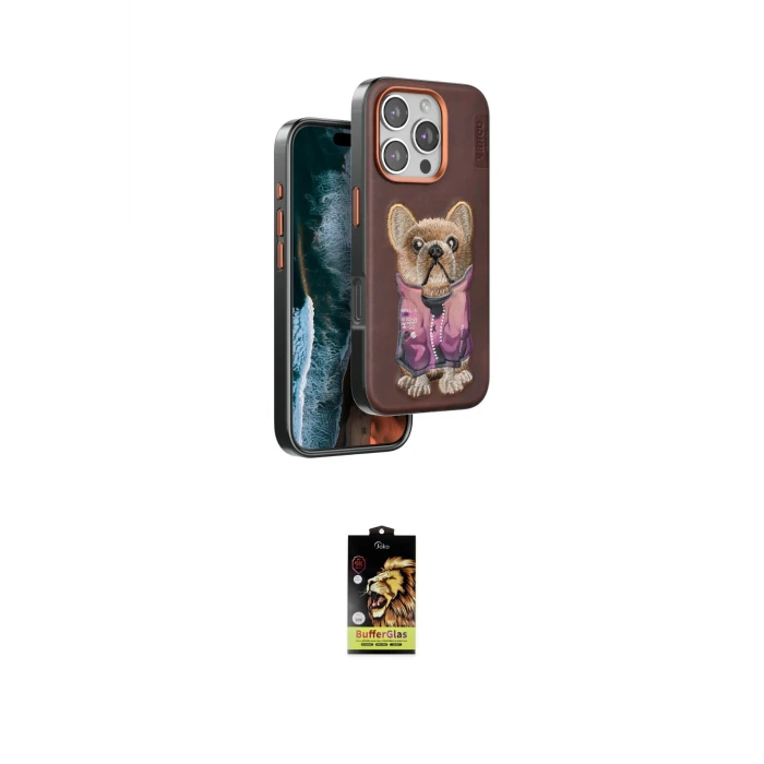 ieg™ iPhone 16 Pro Kılıf İz Minimal Koleksiyonu - Siyah Buffer Cam Ekran Koruyucu