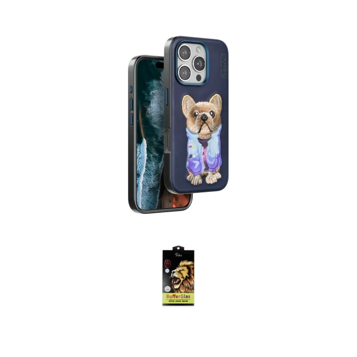 ieg™ iPhone 16 Pro Kılıf İz Minimal Koleksiyonu - Siyah Buffer Cam Ekran Koruyucu