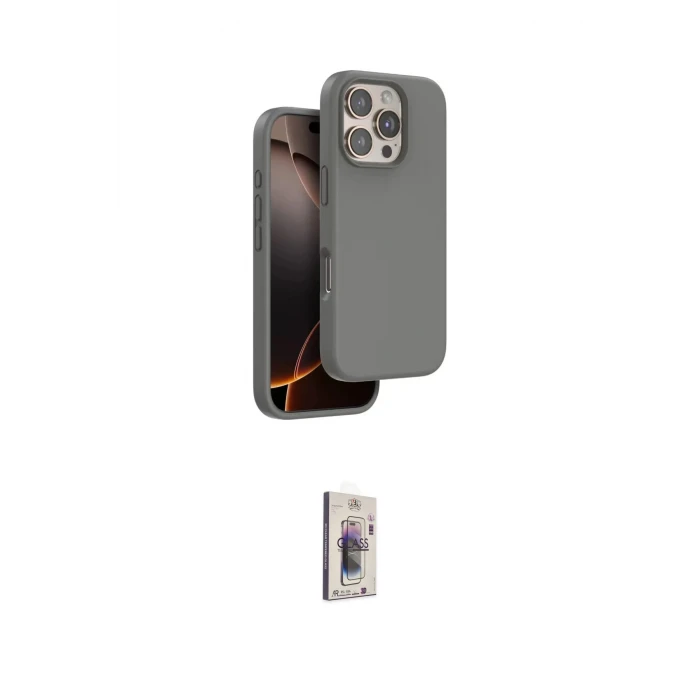 ieg™ iPhone 16 Pro Kılıf Kıvılcım Çizgi Serisi - Siyah Bilvis 3D Cam Ekran Koruyucu