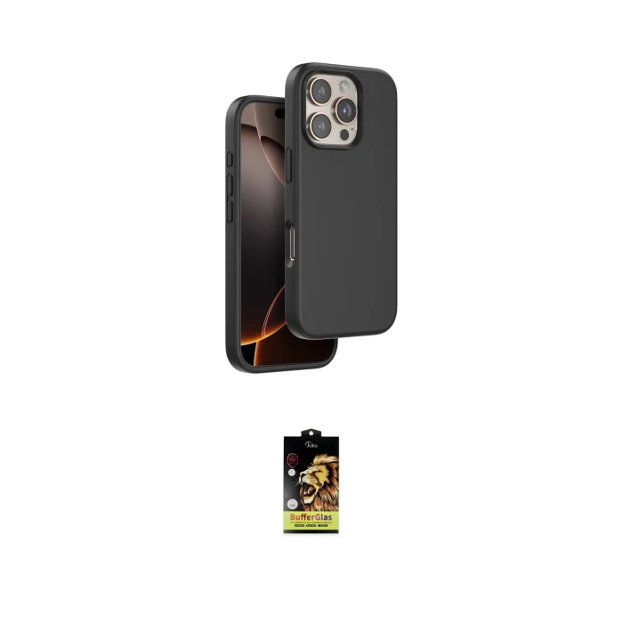ieg™ iPhone 16 Pro Kılıf Kıvılcım Çizgi Serisi - Siyah Buffer Cam Ekran Koruyucu