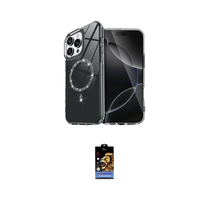 ieg™ iPhone 16 Pro Kılıf Kıvılcım Form Prime - Siyah Buffer Hayalet Cam Ekran Koruyucu