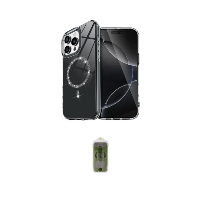 ieg™ iPhone 16 Pro Kılıf Kıvılcım Form Prime - Siyah Joko Magic 5D Hayalet Cam
