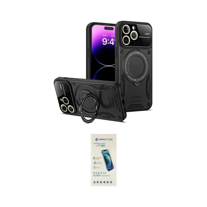 ieg™ iPhone 16 Pro Kılıf Kıvılcım Modern Serisi - Şeffaf Pasifik Cam Ekran Koruyucu