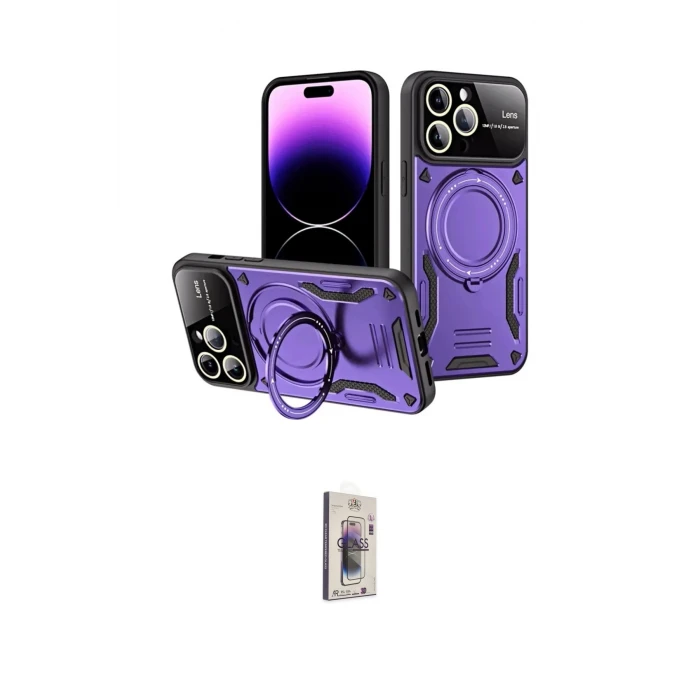 ieg™ iPhone 16 Pro Kılıf Kıvılcım Modern Serisi - Siyah Bilvis 3D Cam Ekran Koruyucu
