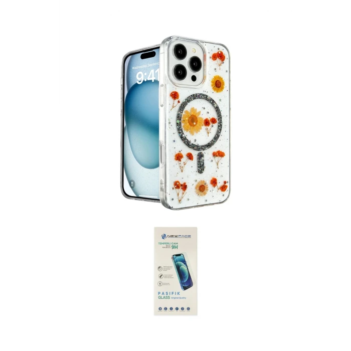 ieg™ iPhone 16 Pro Kılıf Kozmos Doku - Şeffaf Pasifik Cam Ekran Koruyucu