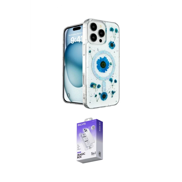 ieg™ iPhone 16 Pro Kılıf Kozmos Doku - Siyah Bilvis 5in1 3D Magic Cam Ekran Koruyucu