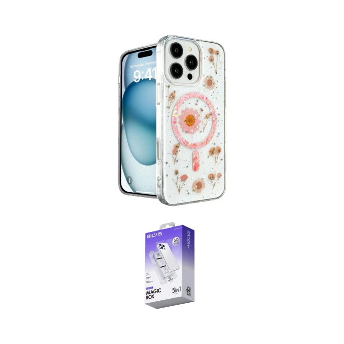 ieg™ iPhone 16 Pro Kılıf Kozmos Doku - Siyah Bilvis 5in1 3D Magic Cam Ekran Koruyucu