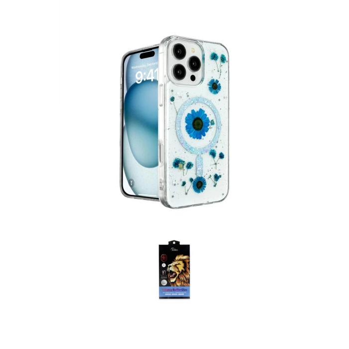 ieg™ iPhone 16 Pro Kılıf Kozmos Doku - Siyah Buffer Hayalet Cam Ekran Koruyucu