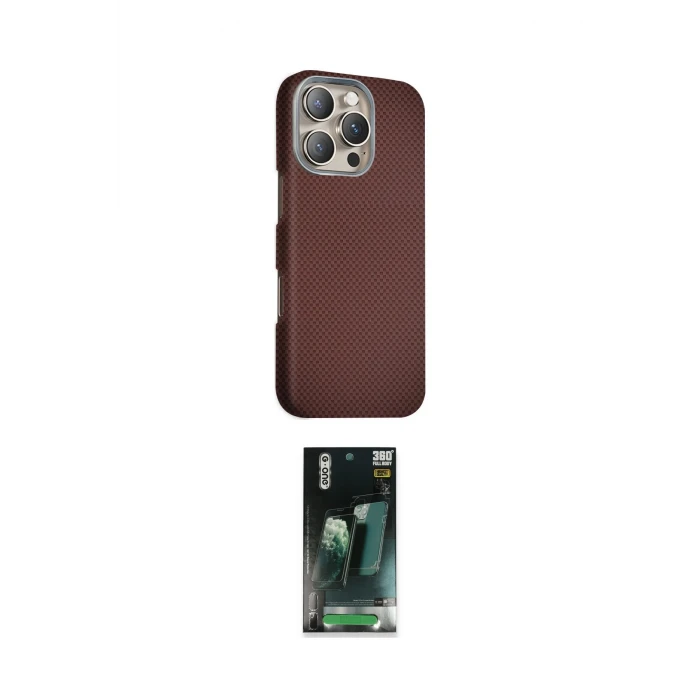 ieg™ iPhone 16 Pro Kılıf Kozmos Klasik Prime - Siyah 360 Mat Full Body Arka Koruyucu