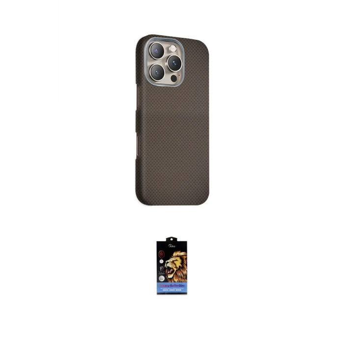 ieg™ iPhone 16 Pro Kılıf Kozmos Klasik Prime - Siyah Buffer Hayalet Cam Ekran Koruyucu