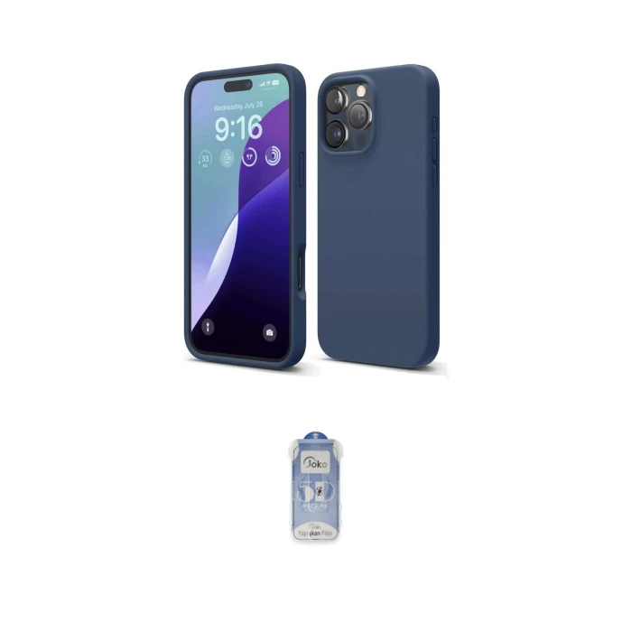 ieg™ iPhone 16 Pro Kılıf Kozmos Yansıma Özel Seri - Siyah Joko Magic 5D Cam