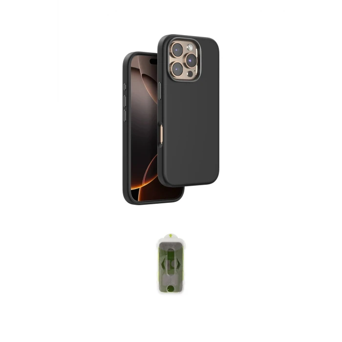 ieg™ iPhone 16 Pro Kılıf Kutup Modern - Siyah Joko Magic 5D Hayalet Cam