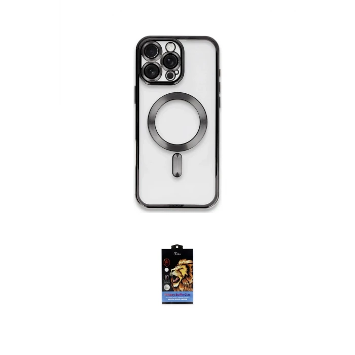 ieg™ iPhone 16 Pro Kılıf Nova Işık Özel Seri - Siyah Buffer Hayalet Cam Ekran Koruyucu