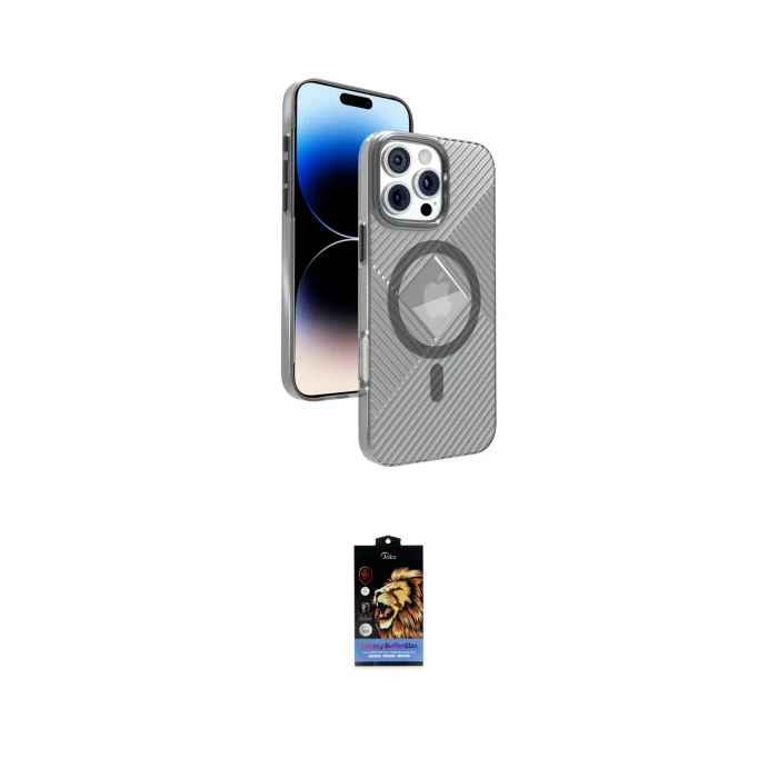 ieg™ iPhone 16 Pro Kılıf Nova Modern Prime - Siyah Buffer Hayalet Cam Ekran Koruyucu