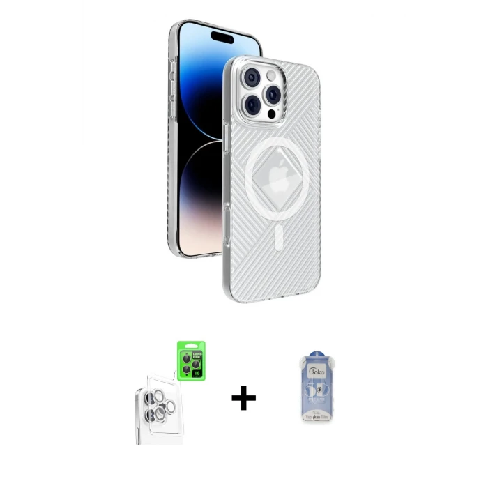 ieg™ iPhone 16 Pro Kılıf Nova Modern Prime - Siyah Joko Magic 5D Cam + Raze Metal Kamera Lens - BZ