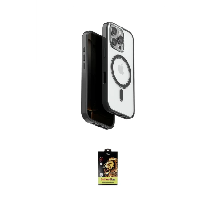 ieg™ iPhone 16 Pro Kılıf Pusula Form Serisi - Siyah Buffer Cam Ekran Koruyucu