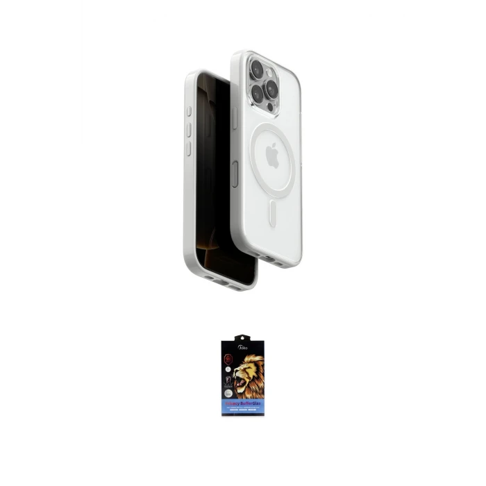 ieg™ iPhone 16 Pro Kılıf Pusula Form Serisi - Siyah Buffer Hayalet Cam Ekran Koruyucu