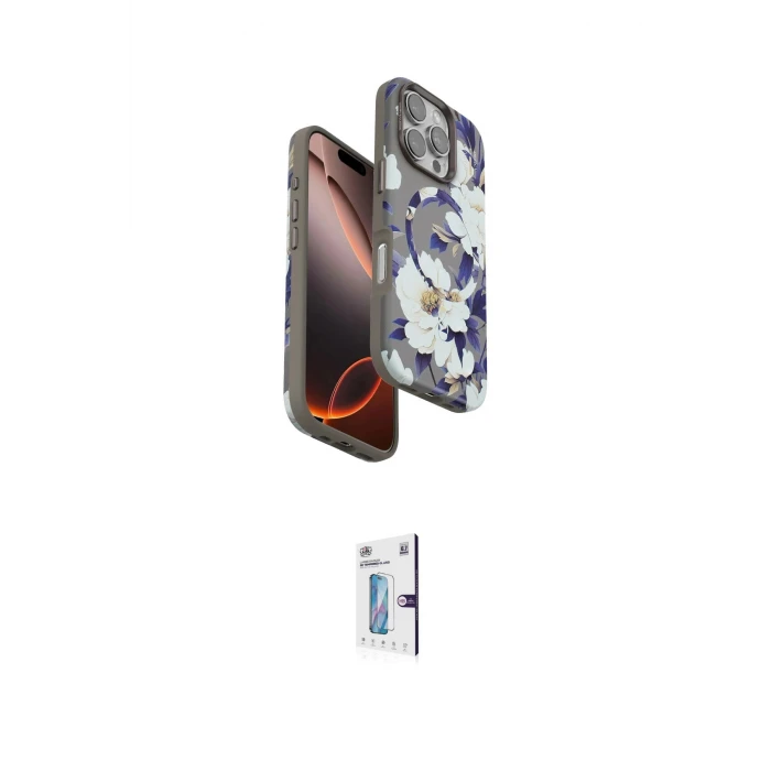 ieg™ iPhone 16 Pro Kılıf Siluet Doku - Siyah Bilvis 0.18mm Plus Cam Ekran Koruyucu
