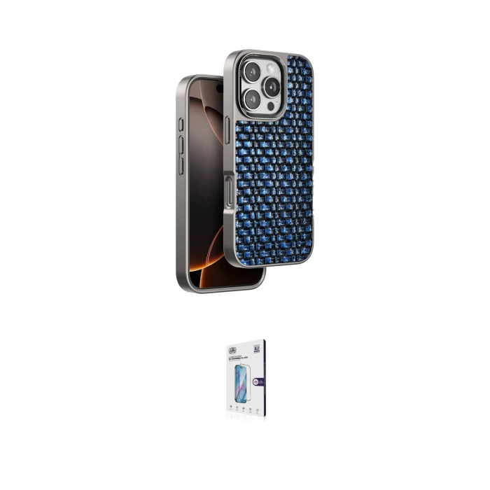 ieg™ iPhone 16 Pro Kılıf Siluet Form Serisi - Siyah Bilvis 0.18mm Plus Cam Ekran Koruyucu