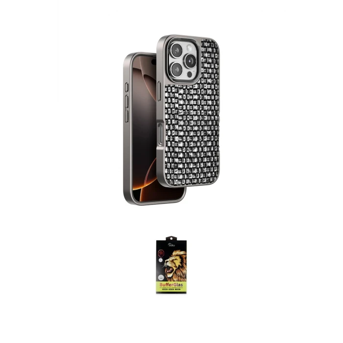 ieg™ iPhone 16 Pro Kılıf Siluet Form Serisi - Siyah Buffer Cam Ekran Koruyucu