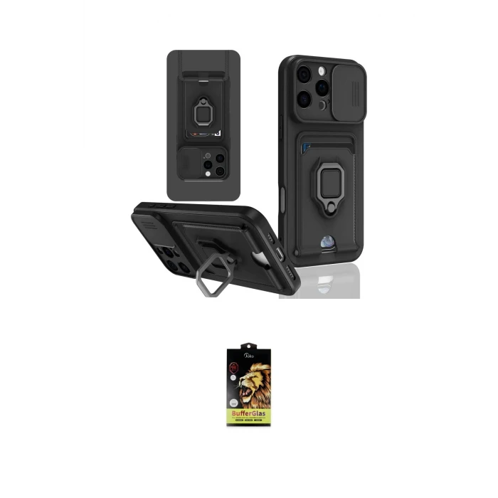 ieg™ iPhone 16 Pro Kılıf Vadi Form Prime - Siyah Buffer Cam Ekran Koruyucu