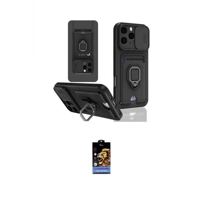 ieg™ iPhone 16 Pro Kılıf Vadi Form Prime - Siyah Buffer Hayalet Cam Ekran Koruyucu