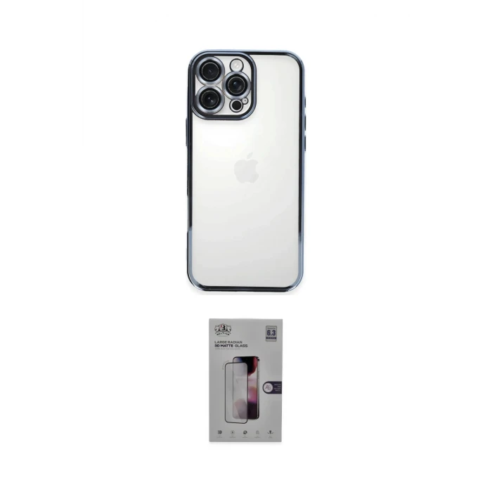 ieg™ iPhone 16 Pro Kılıf Vadi Minimal - Siyah Bilvis 3D Mat Cam Ekran Koruyucu