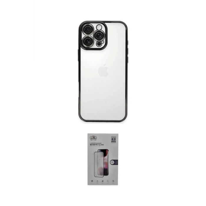 ieg™ iPhone 16 Pro Kılıf Vadi Minimal - Siyah Bilvis 3D Mat Cam Ekran Koruyucu