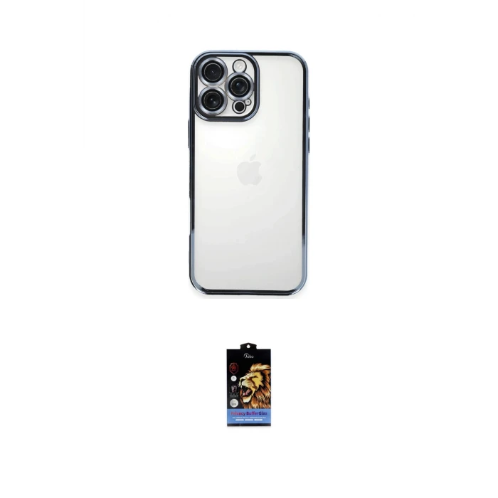 ieg™ iPhone 16 Pro Kılıf Vadi Minimal - Siyah Buffer Hayalet Cam Ekran Koruyucu