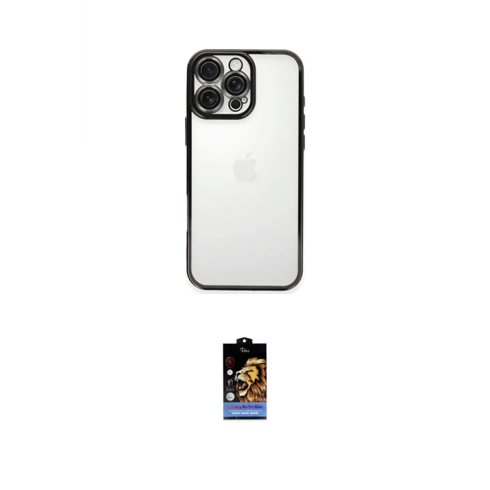 ieg™ iPhone 16 Pro Kılıf Vadi Minimal - Siyah Buffer Hayalet Cam Ekran Koruyucu