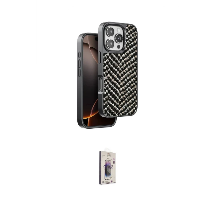 ieg™ iPhone 16 Pro Kılıf Vadi Özel Seri - Siyah Bilvis 3D Cam Ekran Koruyucu