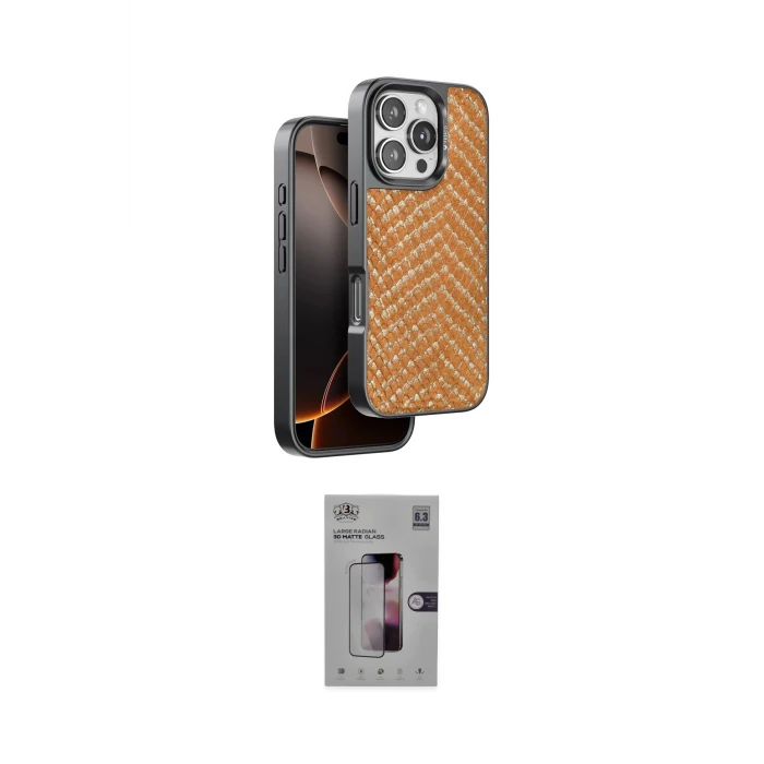 ieg™ iPhone 16 Pro Kılıf Vadi Özel Seri - Siyah Bilvis 3D Mat Cam Ekran Koruyucu