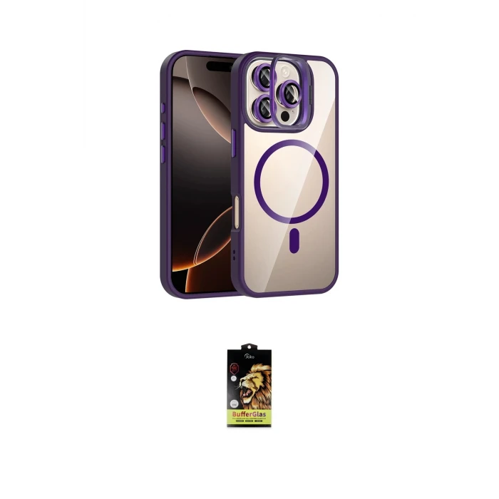 ieg™ iPhone 16 Pro Kılıf Yadigar Asil Koleksiyonu - Siyah Buffer Cam Ekran Koruyucu
